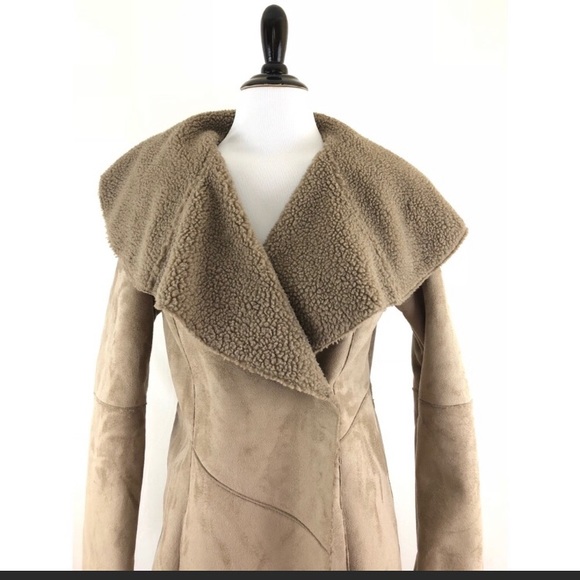Fever Faux Shearling Coat Shawl Collar - Picture 3 of 6